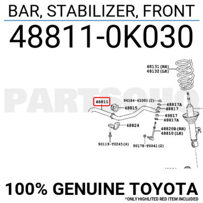 Thanh Giằng Cân Bằng Trước Toyota innova Mã phụ tùng 488110K030