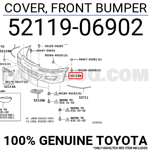 Cản Trước Toyota Camry Mã phụ tùng 5211906902