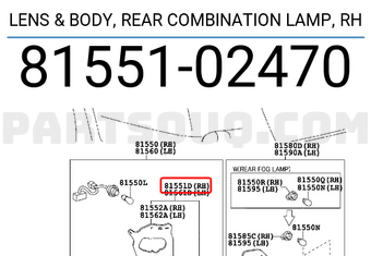 Đèn Hậu Miếng Ngoài Led - R Toyota Corolla Altis OEM 8155102470