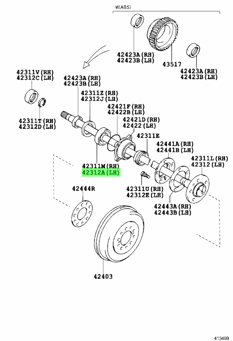 Bi May Ơ Sau Không Liền Cụm Toyota Hilux Mã phụ tùng 90366T0044