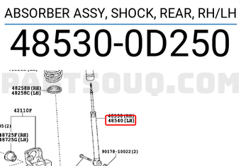 Giảm Xóc Sau Toyota Vios Mã phụ tùng 485300d250