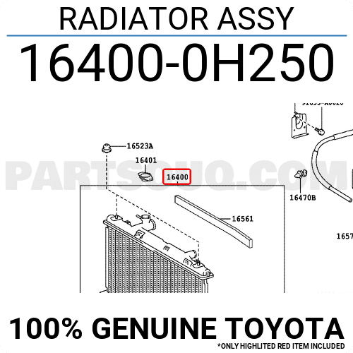 Két Nước At Toyota Camry Mã phụ tùng 164000H250