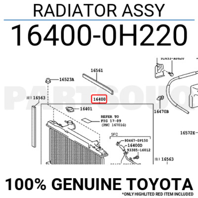 Két Nước At Toyota Camry Mã phụ tùng 164000H220
