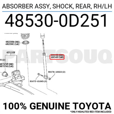 Giảm Xóc Sau Toyota Aygo Mã phụ tùng 485300D251