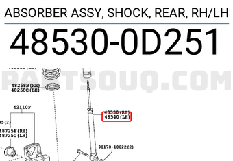 Giảm Xóc Sau Toyota Aygo Mã phụ tùng 485300D251
