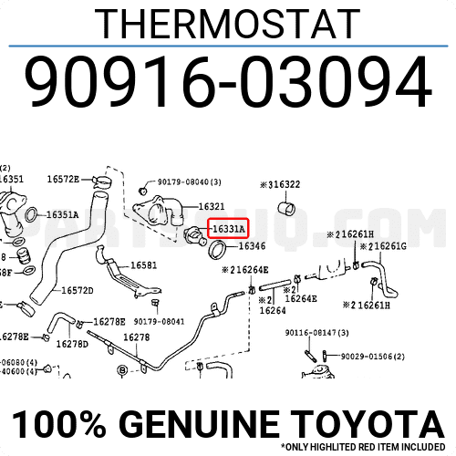 Van Hằng Nhiệt Lexus GX 470 Mã phụ tùng 9091603094