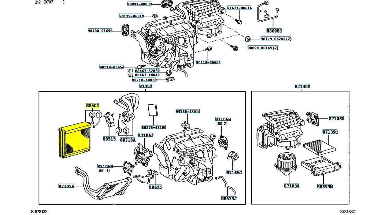 Giàn Lạnh Trong Xe Lexus RX 300/ 330/ 350 Mã phụ tùng 8850148260