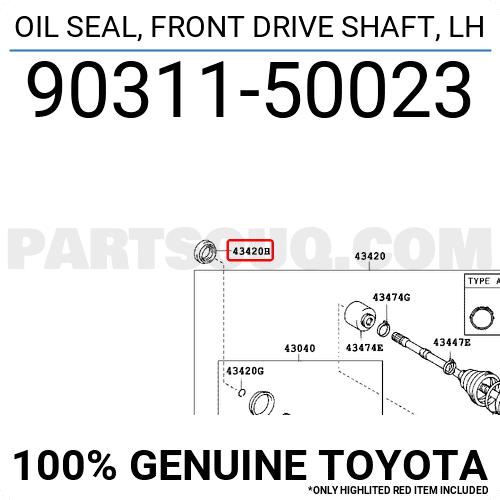 Phớt Láp Trong Trái Lexus RX 300/ 330/ 350 Mã phụ tùng 9031150023