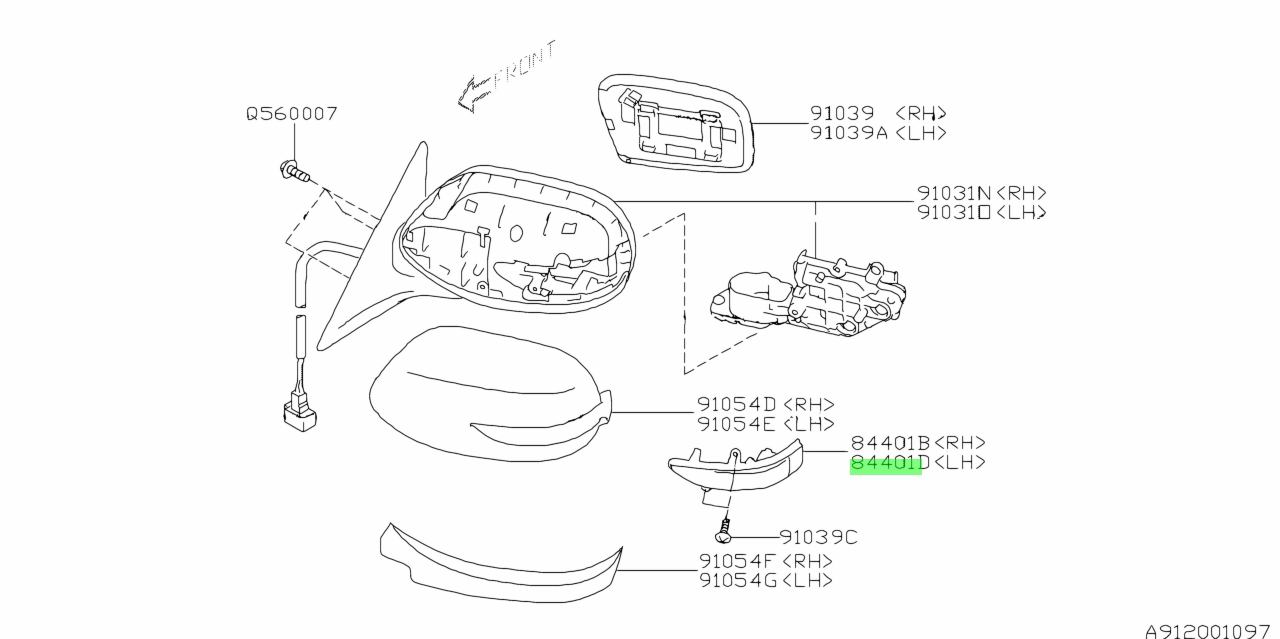 Đèn Xin An Gương Subaru outback Mã phụ tùng 84401AG053