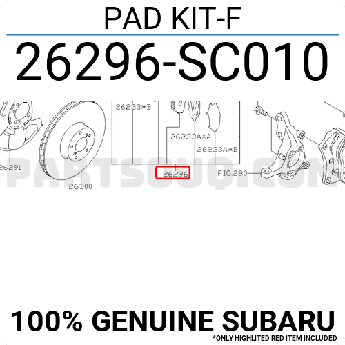 Má Phanh Trước Subaru outback Mã phụ tùng 26296sc010