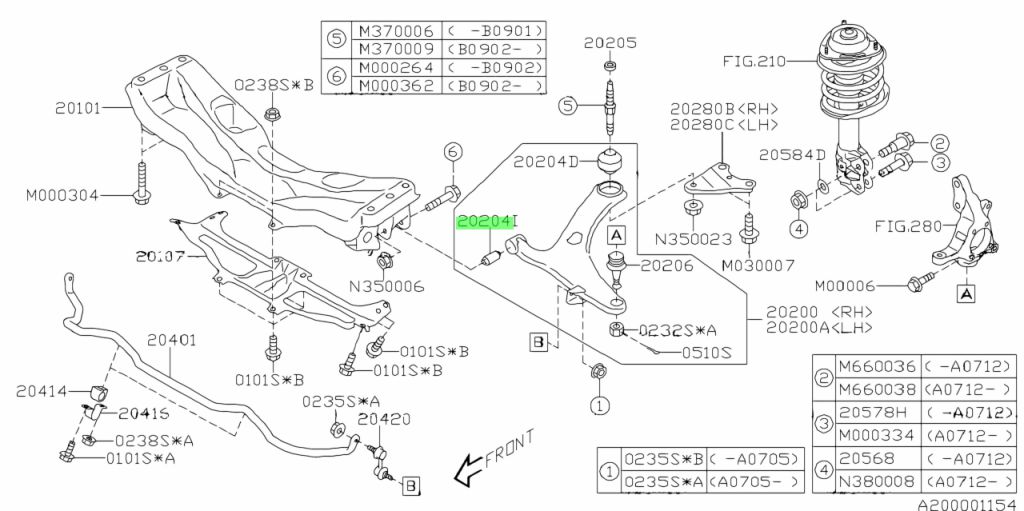 Cao Su Càng A Bé Subaru outback Mã phụ tùng 20204aj000