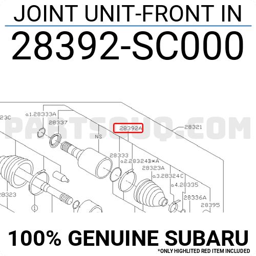 Đầu Láp Trong 25X27x35 Subaru Forester Mã phụ tùng 28392SC000