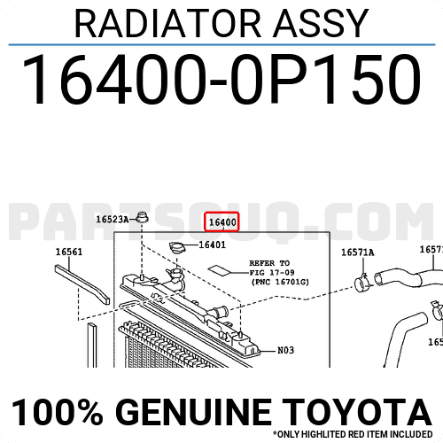Két Nước Làm Mát Động Cơ 76.8Cm Lexus ES Mã phụ tùng 164000p150