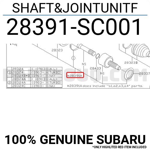 Đầu Láp Ngoài 27X32x52 Subaru Forester Mã phụ tùng 28391SC001