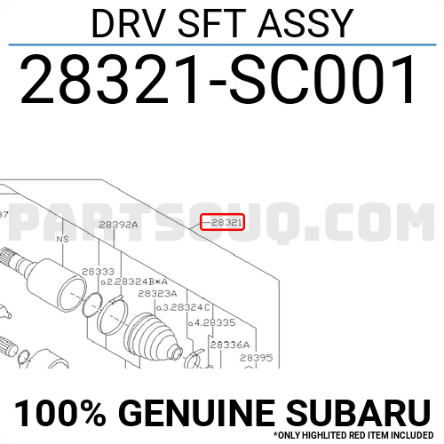 Cây Láp Subaru Forester Mã phụ tùng 28321SC001