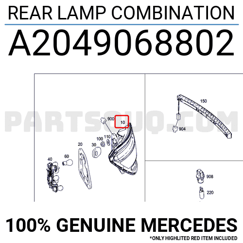 Đèn Hậu Phải Amg Mercedes-Benz C Mã phụ tùng A2049068802