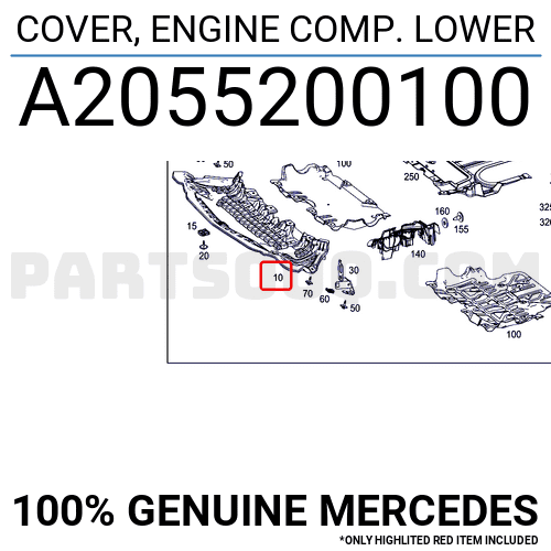 Chắn Bùn Gầm Máy Mercedes-Benz C Mã phụ tùng A2055200100