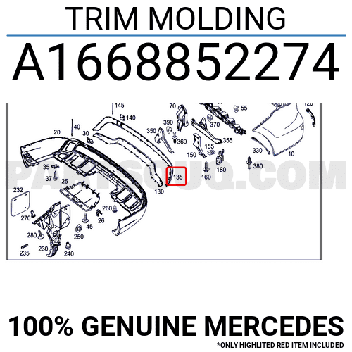 Nẹp Mạ Cản Sau Mercedes-Benz GLE Mã phụ tùng A1668852274