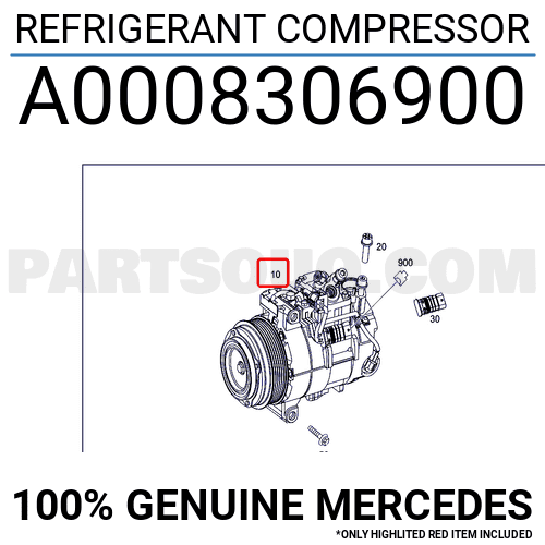 Lốc Điều Hòa Mercedes-Benz S Mã phụ tùng A0008306900