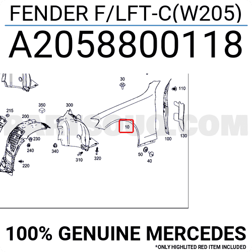 Tai Xe Trái Bằng Nhôm Mercedes-Benz C Mã phụ tùng A2058800118