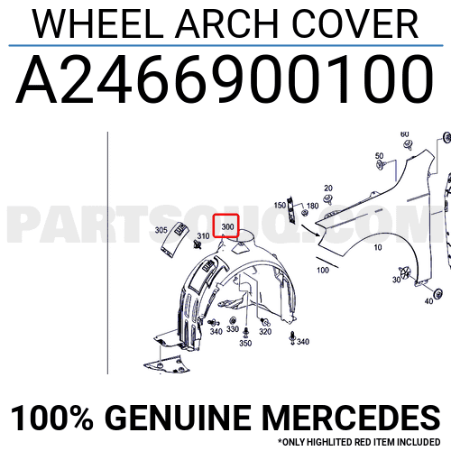 Lòng Dè Chắn Bùn Trước Trái Mercedes-Benz CLA Mã phụ tùng A2466900100