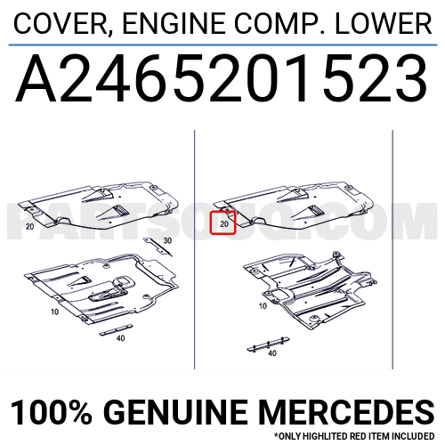 Chắn Bùn Gầm Máy Giữa Mercedes-Benz CLA Mã phụ tùng A2465201523