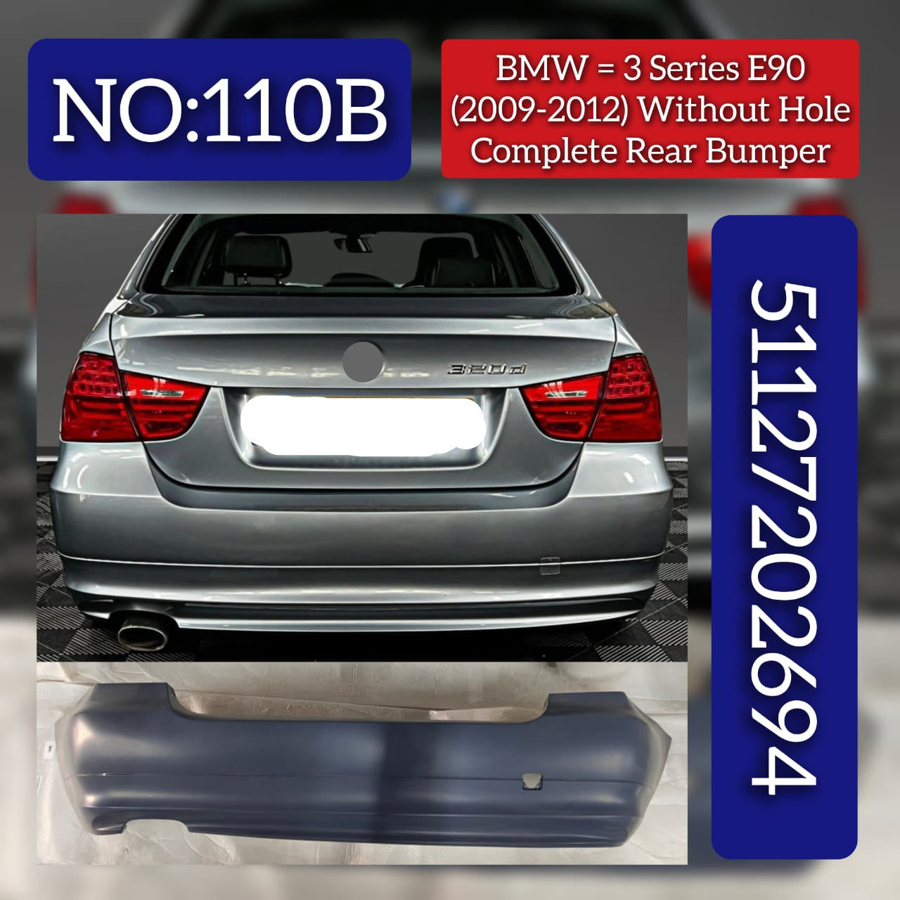 Cản Sau Bmw Seri 3 Mã phụ tùng 51127202694