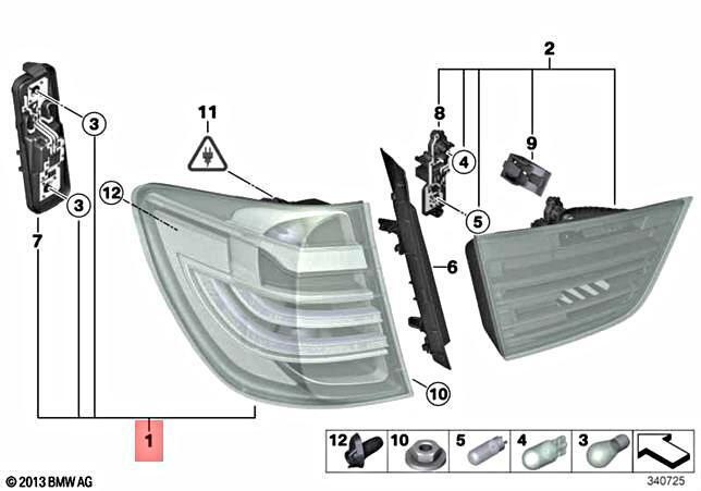 Đèn Hậu Ngoài Trái Có Led Bmw X3 Mã phụ tùng 63217217311