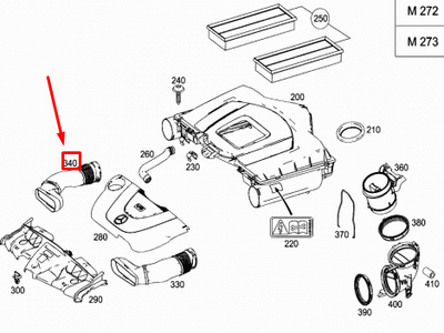 Ống Gió Cổ Hút Xe Mercedes-Benz E Mã phụ tùng A2720901282