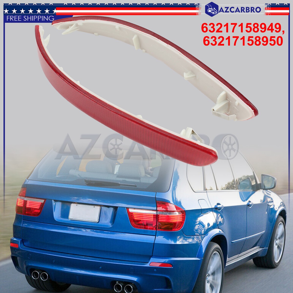 Đèn Phản Quang Cản Sau Trái Bmw X5 Mã phụ tùng 63217158949