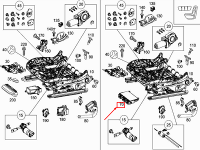 Hộp Điều Khiển Ghế Trước Phải Mercedes-Benz C Mã phụ tùng A2059005122