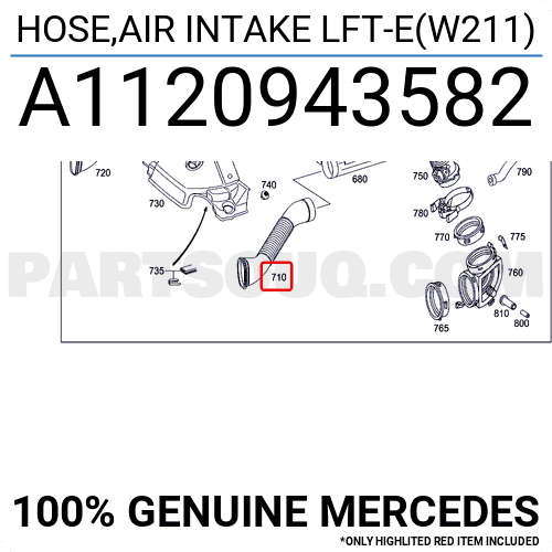 Ống Hút Gió Vào Hộp Lọc Gió Mercedes-Benz E Mã phụ tùng A1120943582