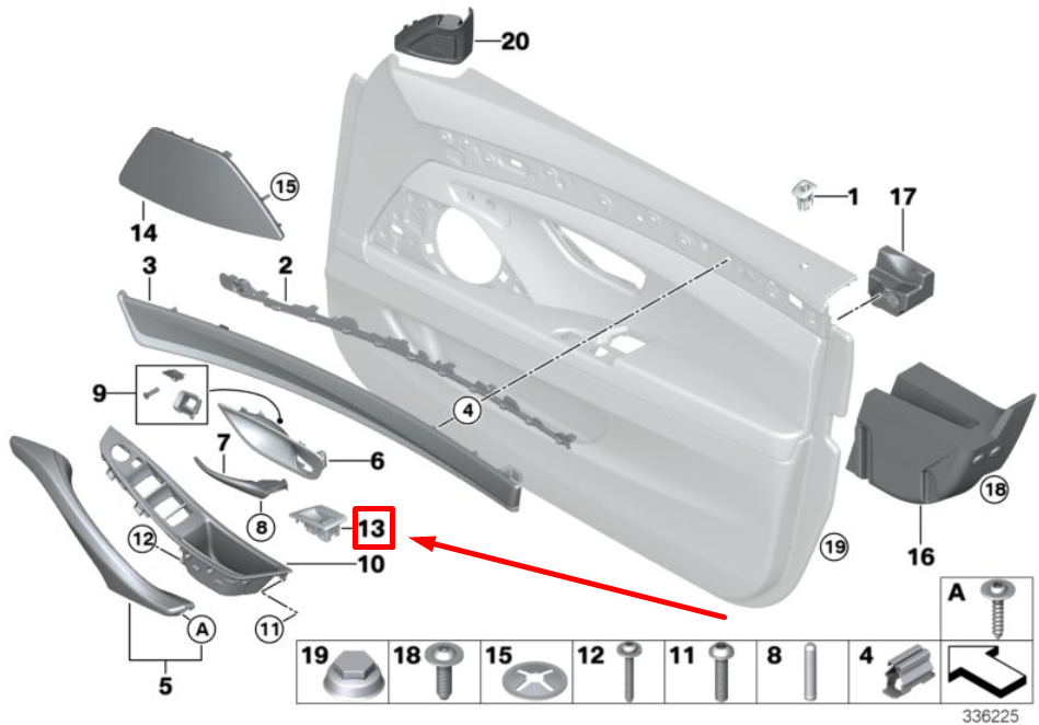 Ốp Công Tắc Lên Xuống Kính Cánh Cửa Trước Phải Bmw Seri 5 Mã phụ tùng 51417225892