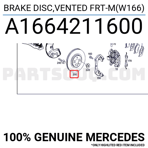 Đĩa Phanh Trước Mercedes-Benz ML Mã phụ tùng a1664211600