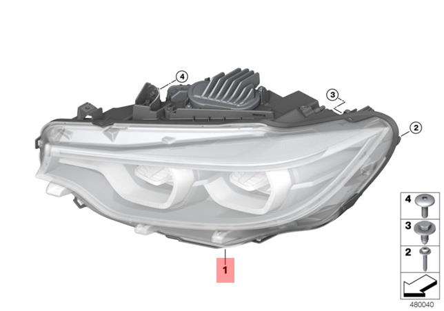 Đèn Pha Phải Bmw Seri 4 Mã phụ tùng 63117478158