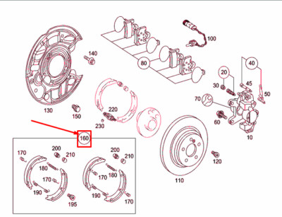Guốc Phanh Tay Mercedes-Benz clk Mã phụ tùng A2034200120