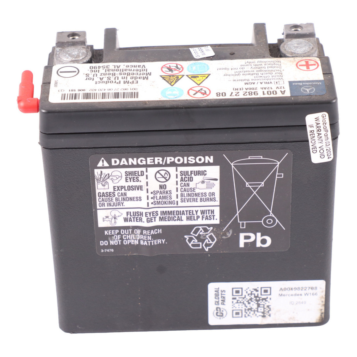 Bình Ắc Quy Phụ Mercedes-Benz E Mã phụ tùng A0019822708