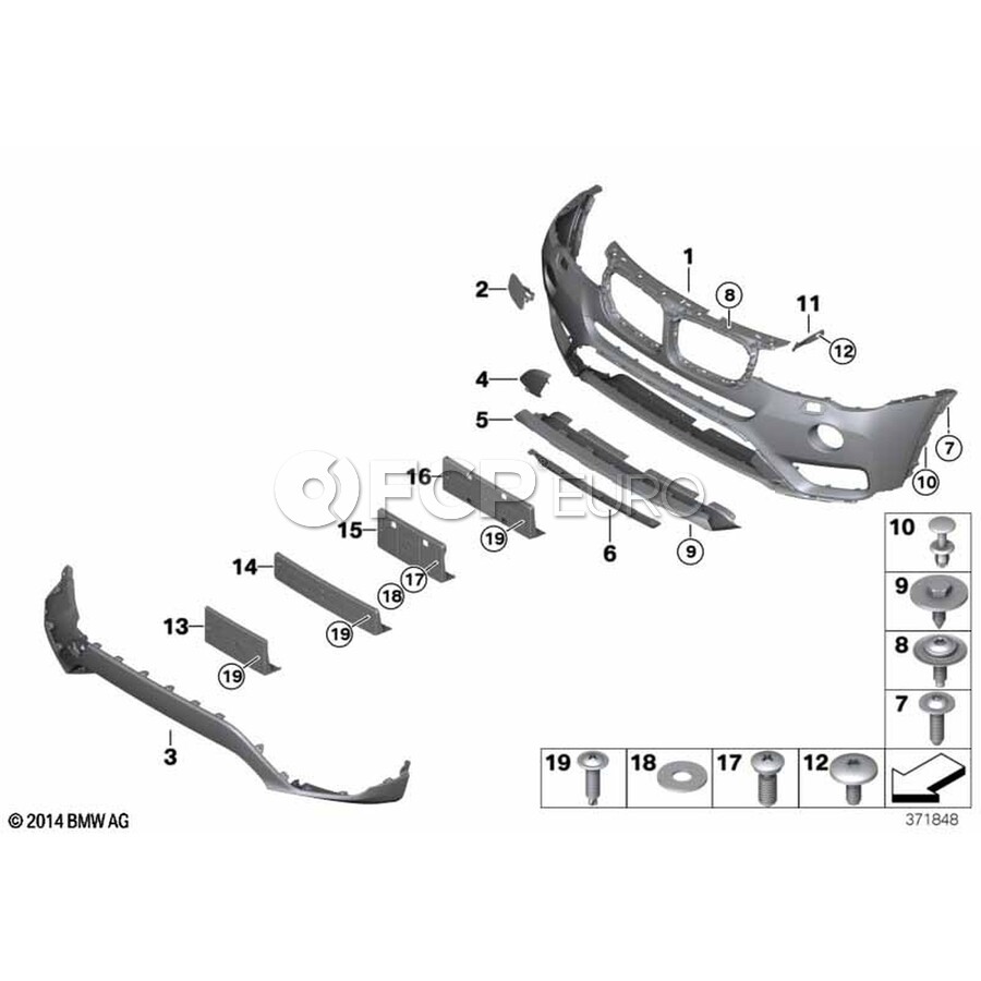 Ốp Cản Trước Phía Dưới Bmw X4 Mã phụ tùng 51117389904