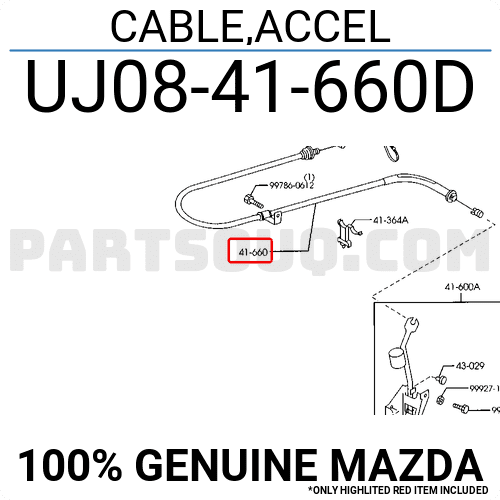 Dây Ga Ford Everest Mã phụ tùng uj0841660E