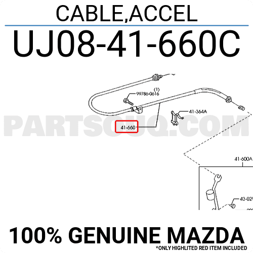 Dây Ga Ford Ranger Mã phụ tùng uj0841660E