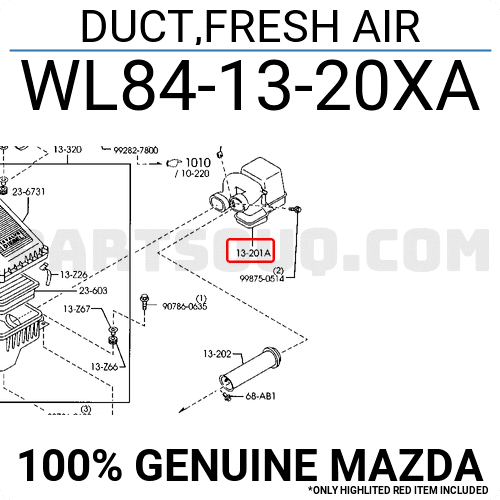 Hộp Lọc Gió Không Đựng Lọc Ford Ranger Mã phụ tùng WL841320XA