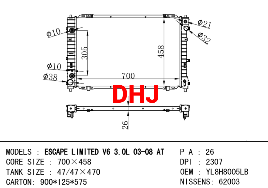 Két Nước At - 3.0L Ford Escape Mã phụ tùng YL8H8005LB