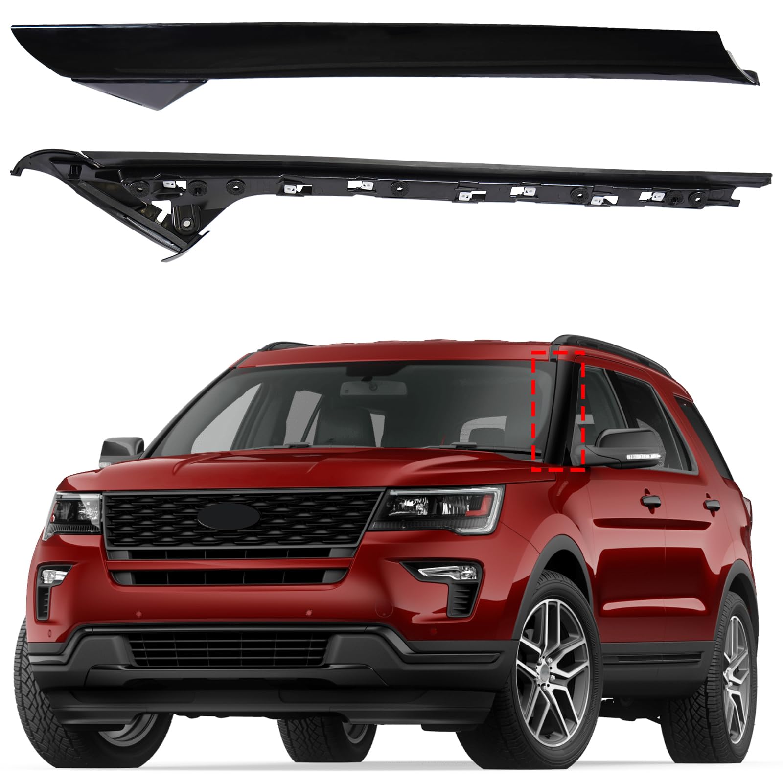 Nẹp Chân Kính Chắn Gió Trước Trái Ford Explorer Mã phụ tùng BB5Z7803145BA