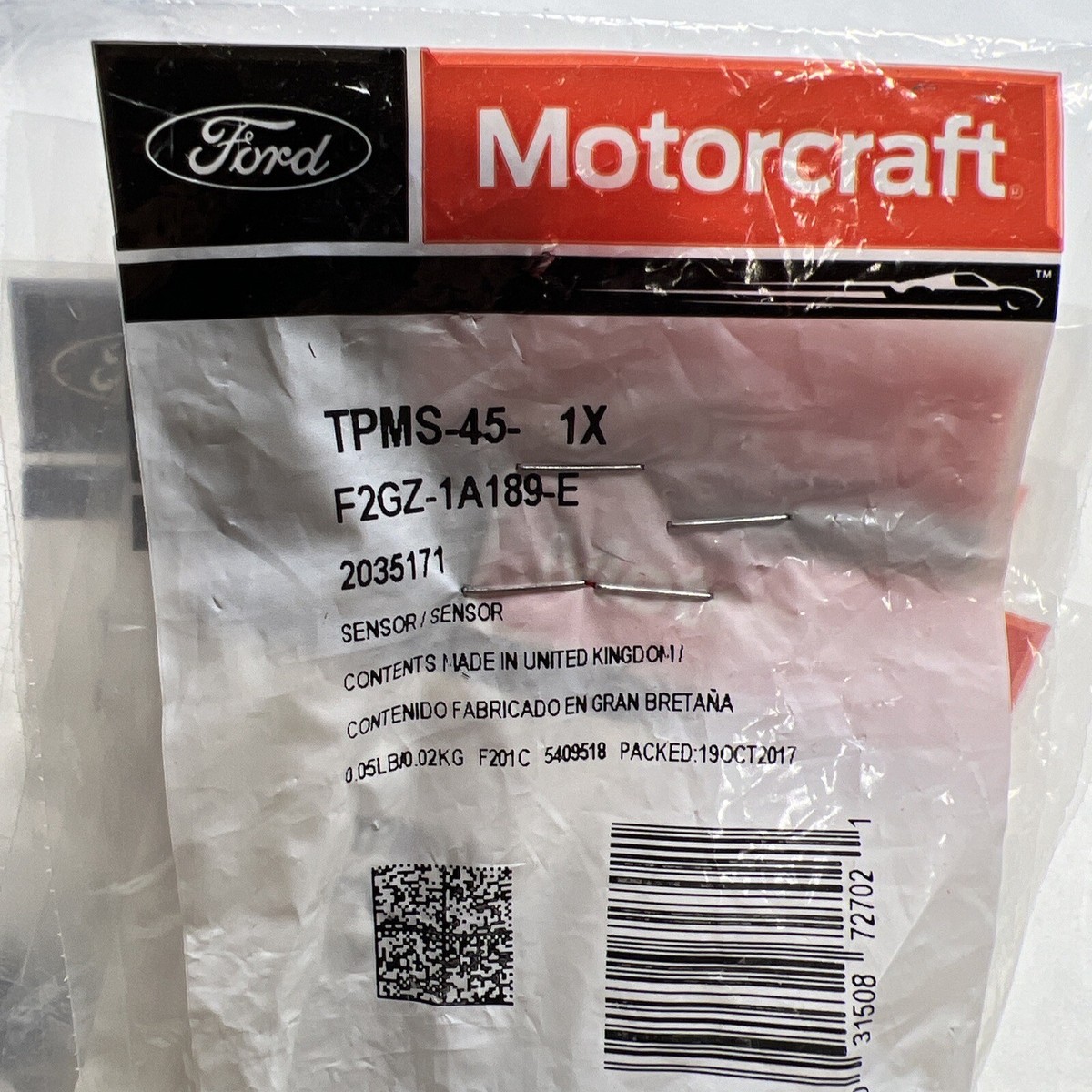 Cản Biến Áp Suất Lốp Ford Ecosport Mã phụ tùng F2GZ1A189G