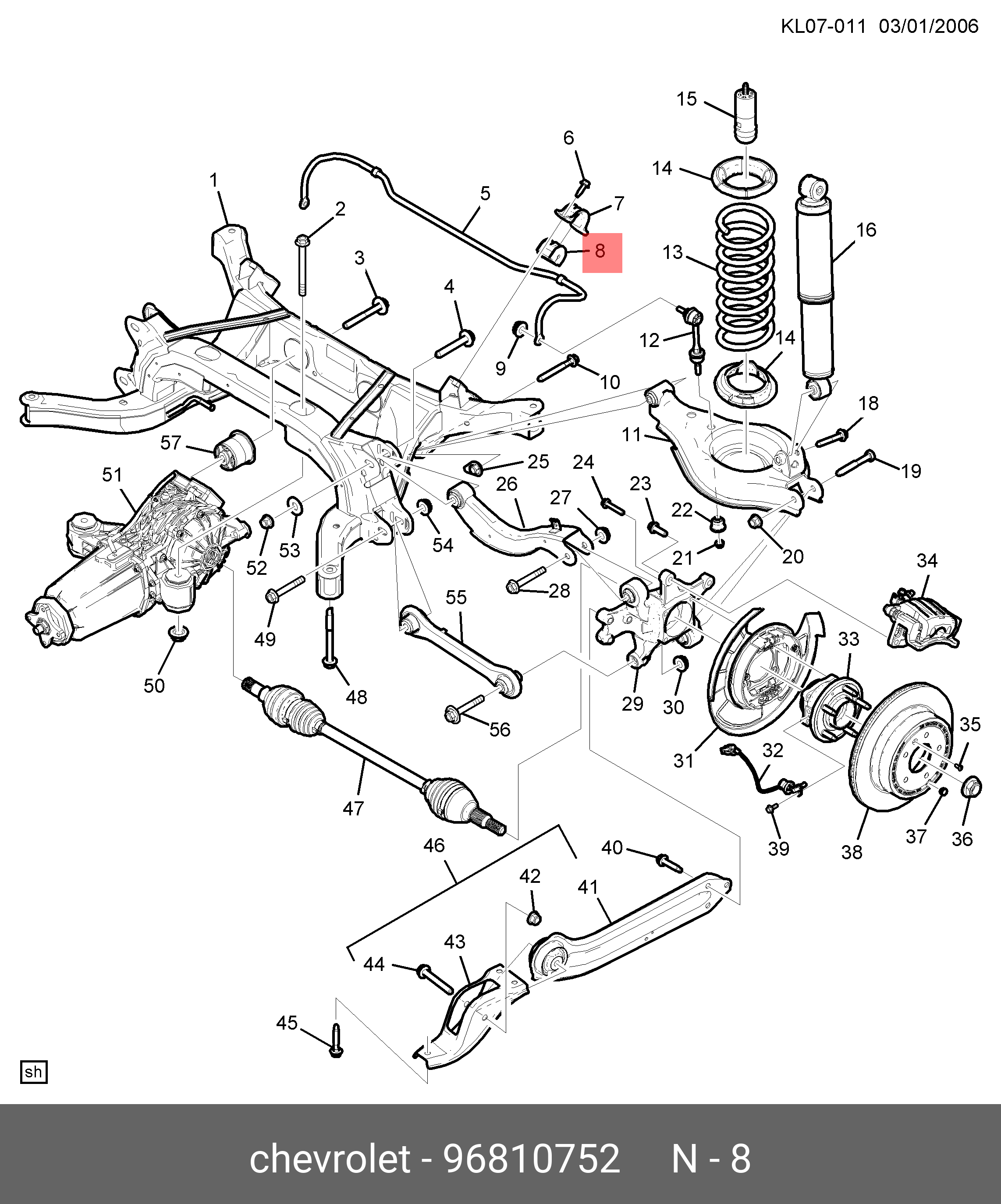 Cao Su Cân Bằng Sau Chevrolet Captiva Mã phụ tùng 96810752