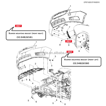 Phe Cài Cản Trước Phải Chevrolet Cruze Mã phụ tùng 94826581