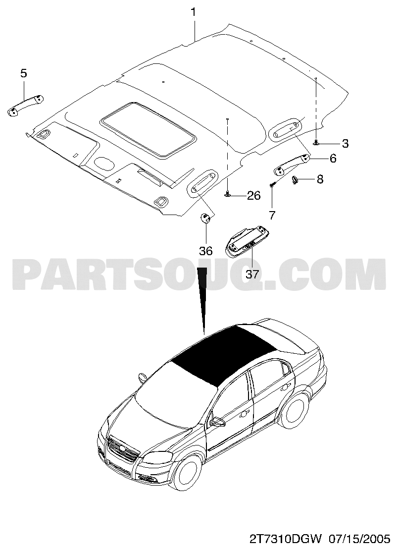 Gioăng Kính Cửa Trước Phải Chevrolet Aveo OEM 95980734
