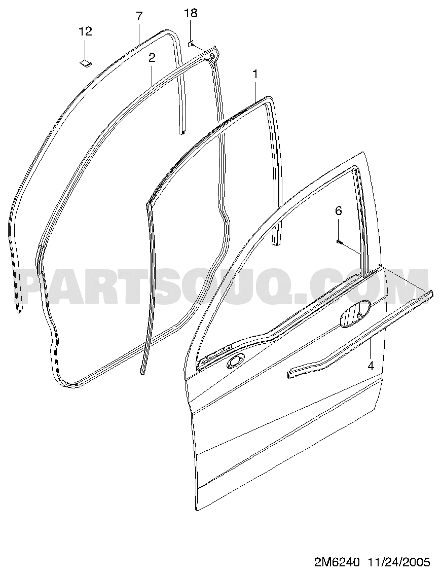 Gioăng Khung Thành Cánh Cửa Trước Trái Chevrolet Spark Mã phụ tùng 96644510