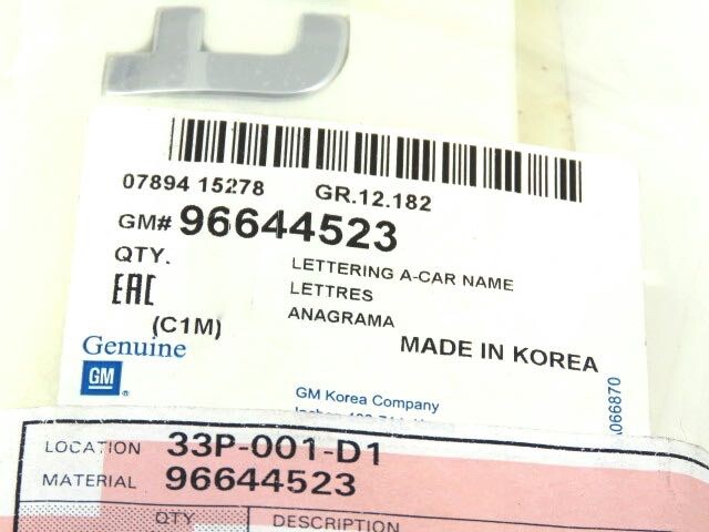 Chữ Cheverolet Chevrolet Cruze Mã phụ tùng 96644527
