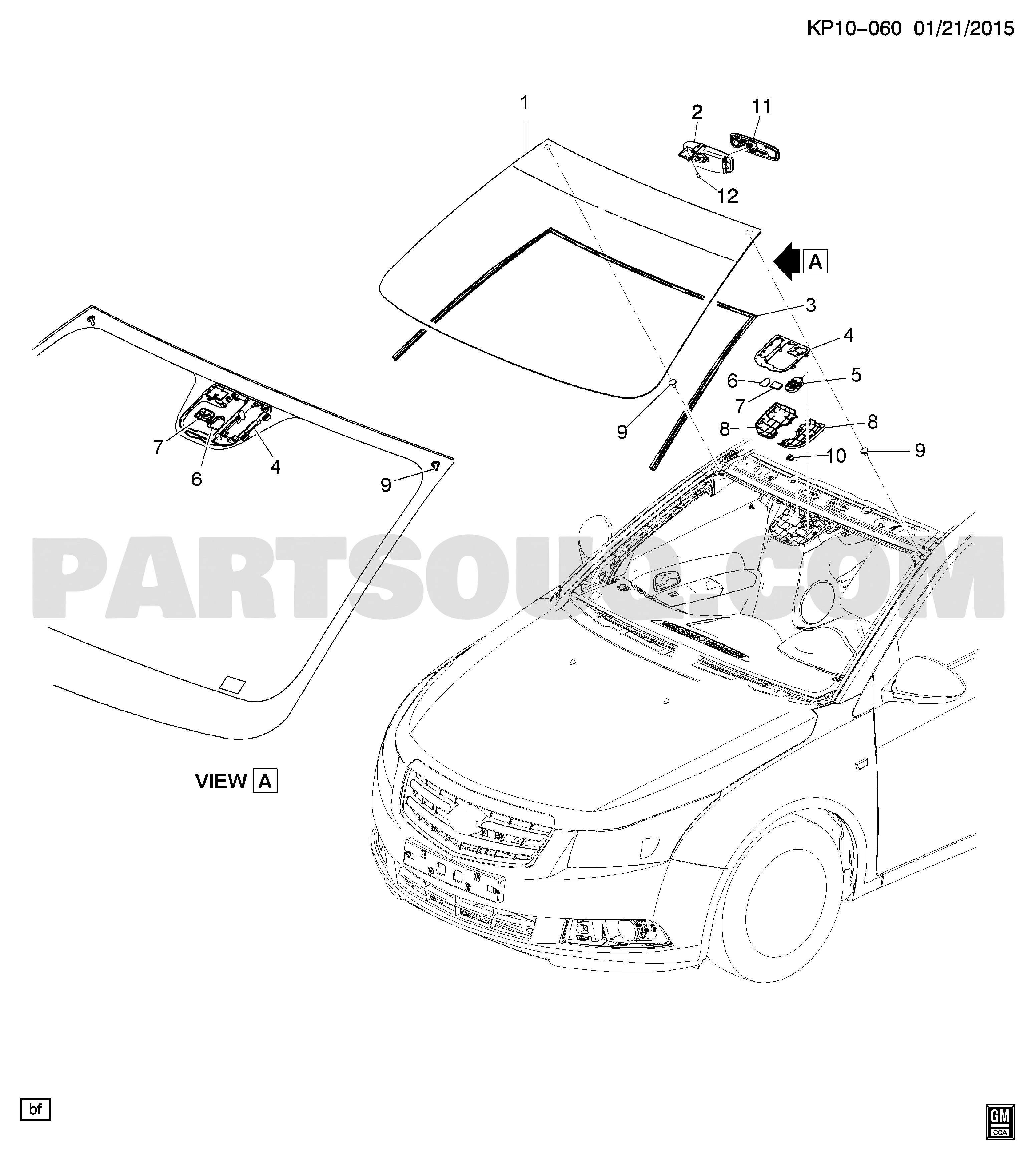 Gioăng Khung Thành Cánh Cửa Sau Phải Chevrolet Cruze Mã phụ tùng 96931468